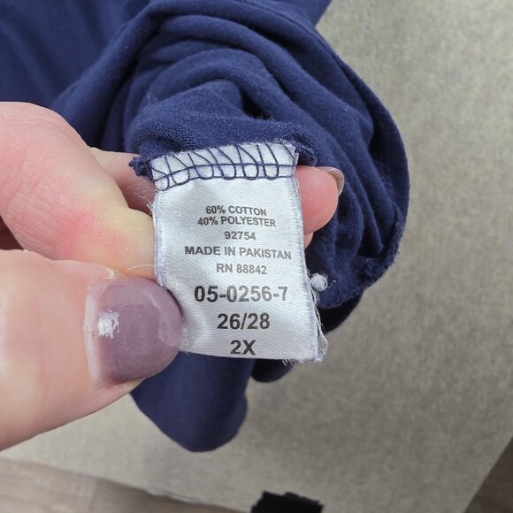 Woman Within Navy Short Sleeve Dress 2X 26/28 Cotton/Polyester Blend - Picture 5 of 8